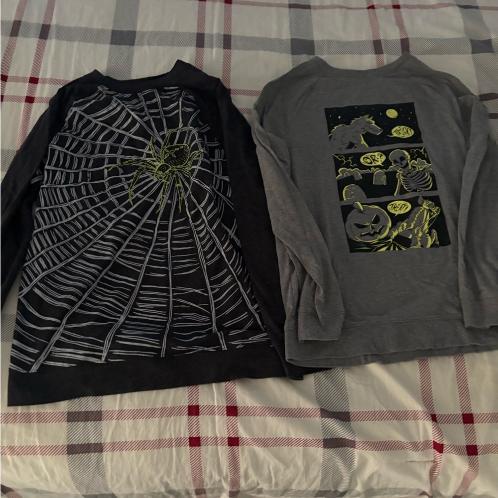 Cat & Jack Halloween Long Sleeve Tees - Black and Gray